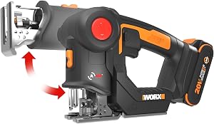WORX Cordless Reciprocating Saw&Jigsaw, 20V ¾" 2-in-1 Saw, ¾" Stroke Length,