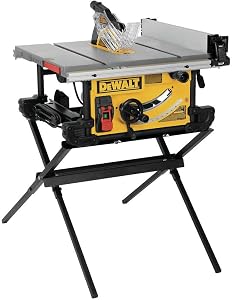 DEWALT Table Saw, 10 Inch, 15 Amp, 32 ½-Inch Rip Capacity, Dust Collector, Scissor Stand (