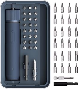 HOTO 25-Piece Upgraded Electric Screwdriver Kit, 1/4'' Hex, Magnetic Lid, 1500mAh Recharge