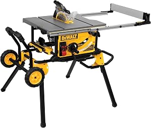 DEWALT Table Saw 10 Inch with Foldable Rolling Table Saw Stand, 15 Amp, 4800 RPM, 32-1/2-I