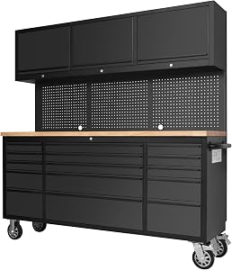 CT Copper Tailor 72-inch Tool Chest Cabinet Rolling Garage Workbench with 15 Storage Drawe