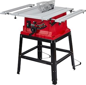 10 inch Table Saw, Portable Benchtop Table Saw, Stand & Push Stick, 5000RPM, Adjustabl