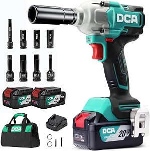 DCA Cordless Impact Wrench 1/2 INCH, Max 503Ft-lbs/682N.m Brushless Impact Gun, High Torqu
