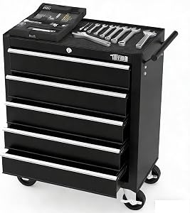TUFFIOM 5-Drawer Rolling Tool Chest w/Drawers & Lock, Tool Storage Cabinet with Lockab