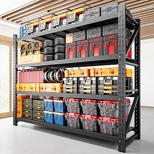 RAVIGIN 7000LBS Storage Shelves,79" W Garage Shelving Heavy Duty Metal Adjustable Gar