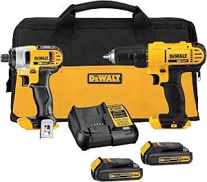 DEWALT 20V MAX Cordless Drill and Impact Driver, Power Tool Combo Kit , Includes 2 Batteri