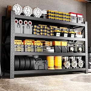 AXASIIO 79"W Heavy Duty Storage Shelves, 8000LBS Adjustable Garage Shelving Unit, Rus
