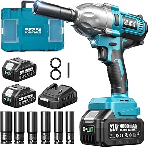 Seesii Impact Wrench 665 FT-LBS(900N.m) 3300IPM 1/2 Impact Gun High Torque Electric Impact
