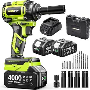 Robustrue Cordless Impact Wrench, 590Ft-lbs (800N.m) Brushless 1/2 inch, 2800RPM High Torq