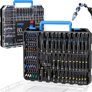 DISEN 80-Pieces Magnetic Impact Nut Driver Set Metric & SAE with Socket Adapters Impac
