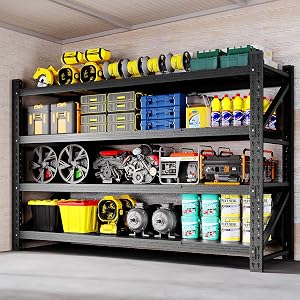 BYNSOE 71" W Garage Shelving Storage Shelves 5000LBS Metal Heavy Duty Garage Shelves 